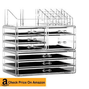 7. Masirs Clear 16-Compartment Vanity Storage Box | Makeup Organizer for Beginners 